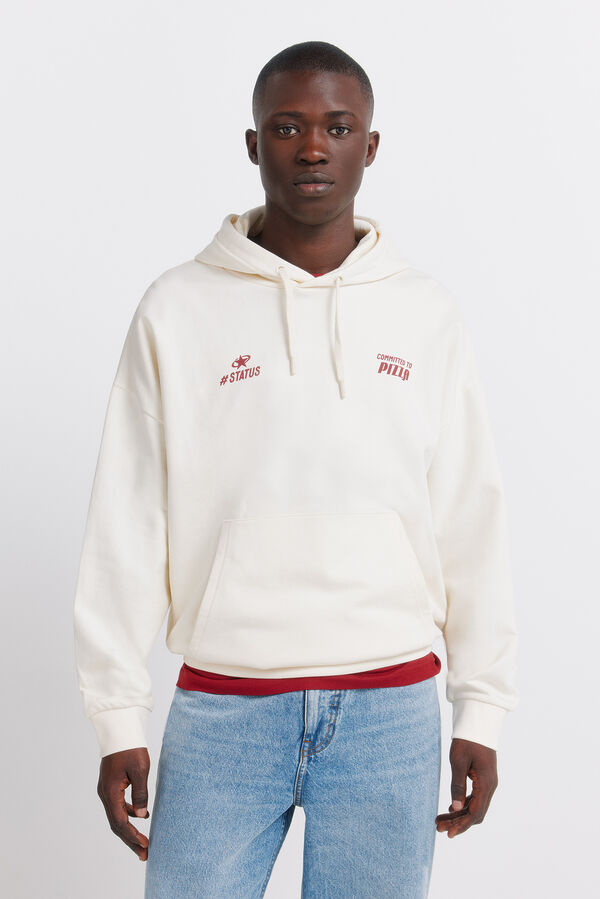 Springfield Pizza print hooded sweatshirt white