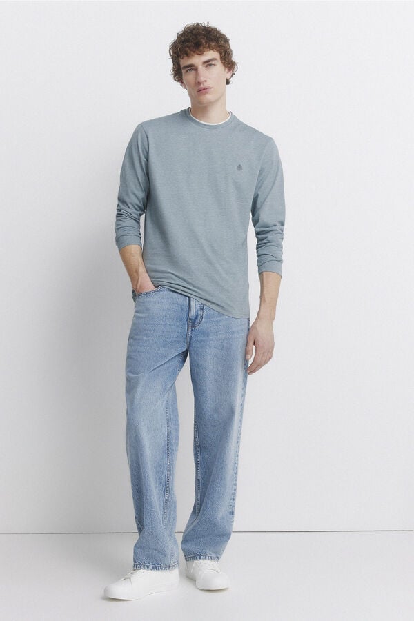 Springfield long sleeve T-shirt with double micro-stripe blue