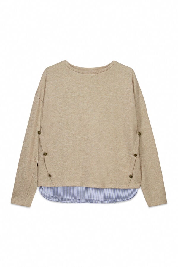 Springfield Kombinovana majica sa bočnim dugmićima Bež