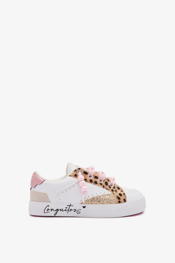 Conguitos Zapatillas estampado glitter glow blanco