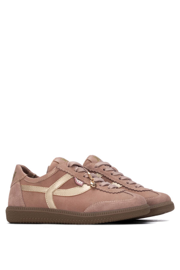 XTI Lace-up flat casual shoes nude