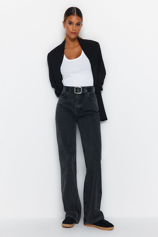 Trendyol Cal&ccedil;a jeans masculina comum cinzento