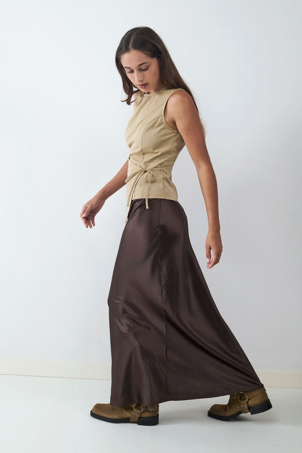 Balmohk Top asim&eacute;trico con lazo lateral beige