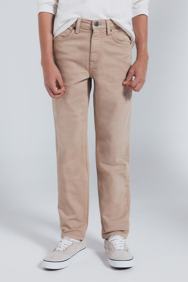 Springfield Kids Calça amarela slim fit de 5 bolsos para meninos bege