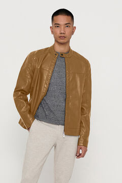 Springfield Faux leather biker jacket brun