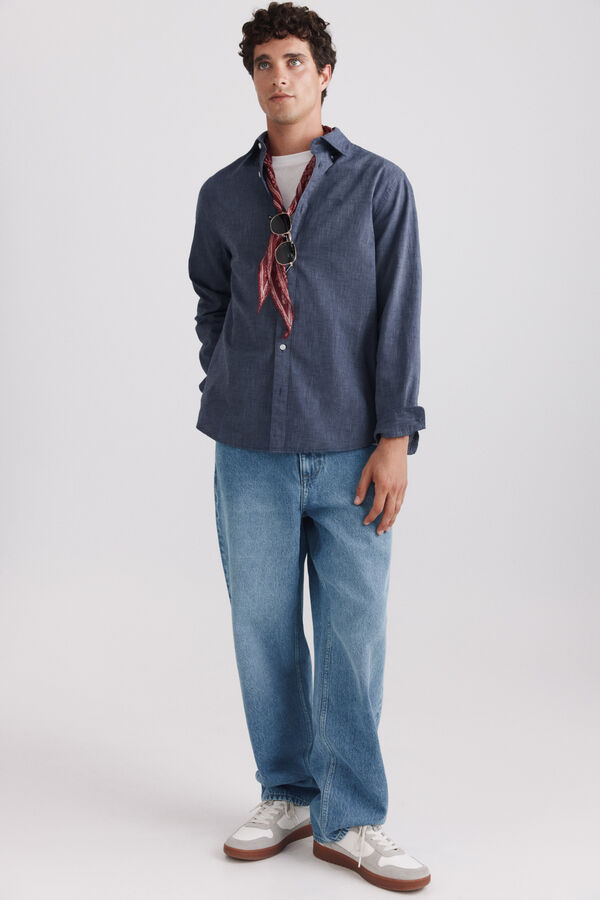 Springfield Linen-look shirt blue