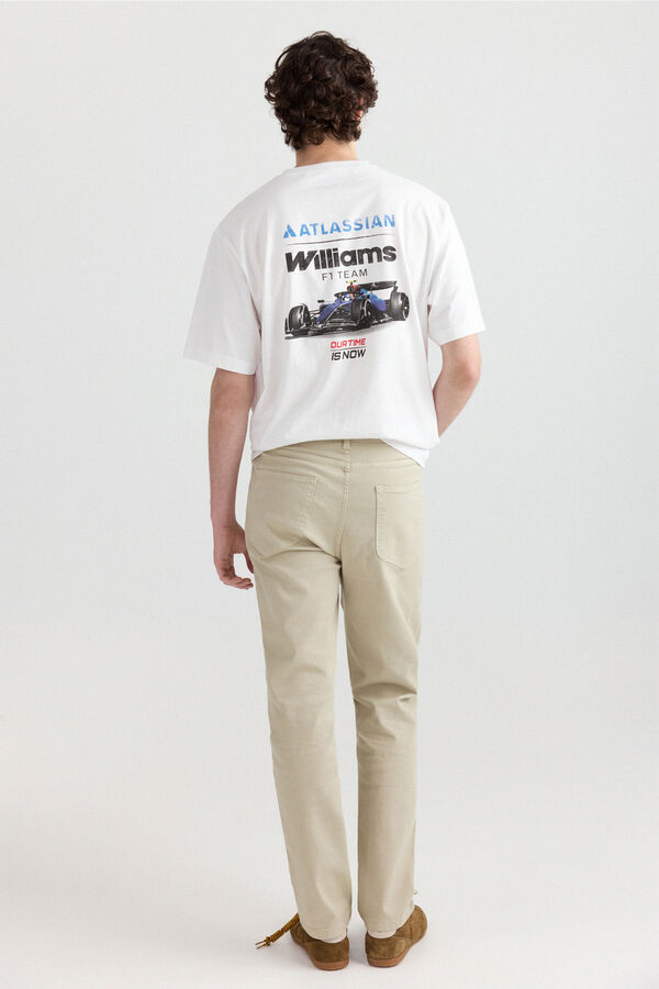 Springfield Washed slim fit 5-pocket trousers nude