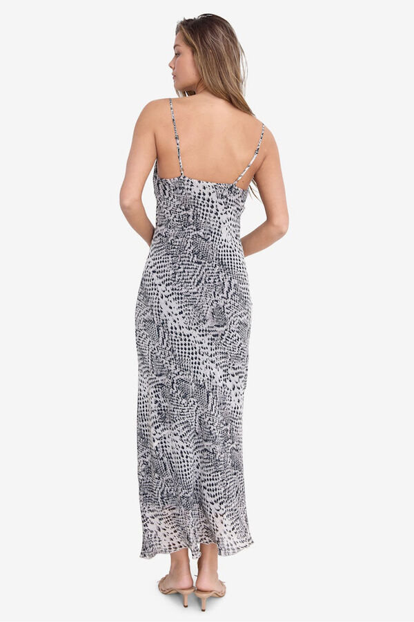 Noisy May Animal print midi dress with straps white