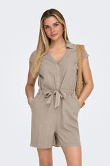 Only Mono corto de lino beige