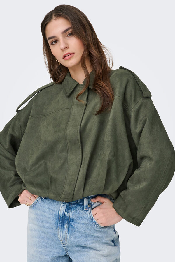 JDY Suede-effect bomber jacket green