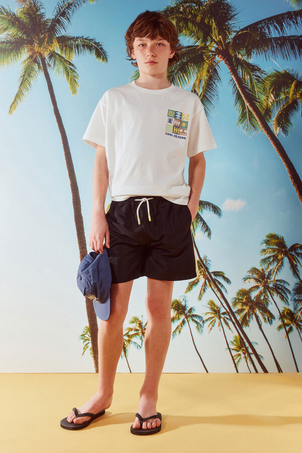 Springfield Kids Dečiji kupaći kostim sa kontrastnim detaljima Crna