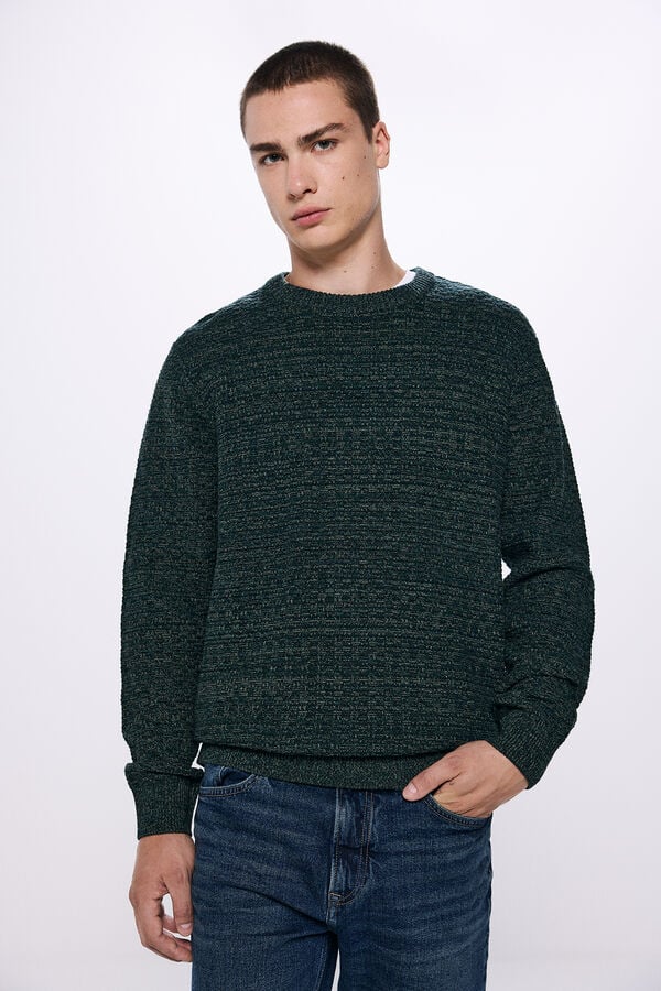 Springfield Textured twisted knit jumper green