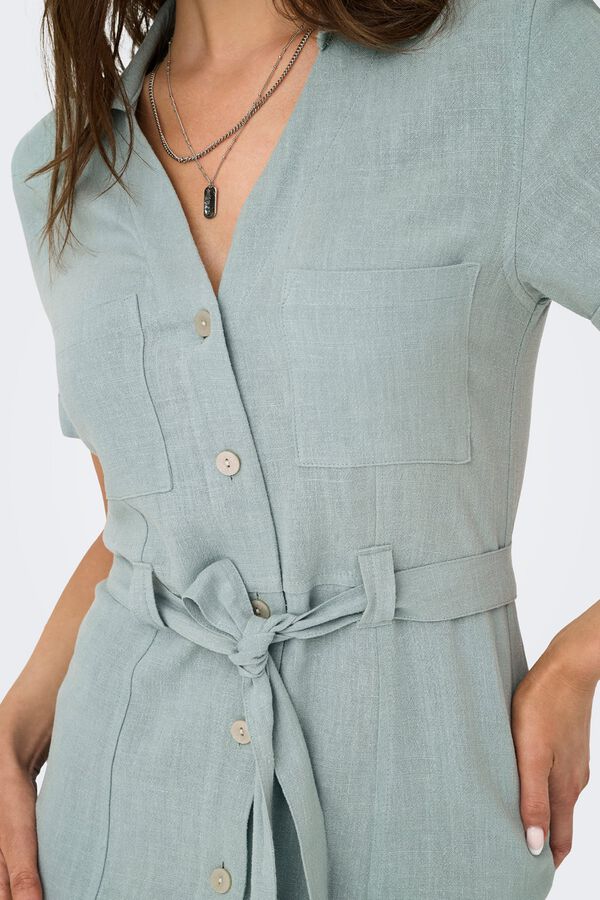 Only Vestido midi camisero kaki