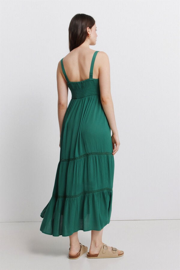 Springfield Crochet midi dress green