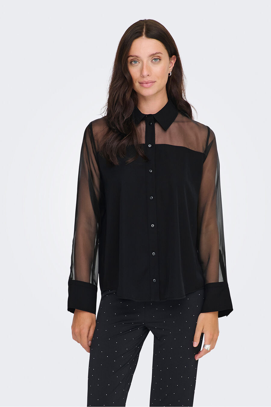 Camisa manga larga transparente