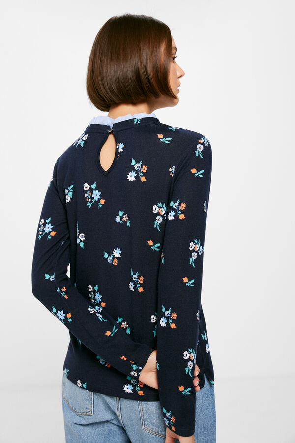 Springfield Floral T-shirt with Matching Collar blue