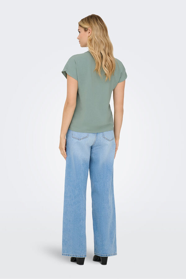 JDY Blusa manga corta lino verde