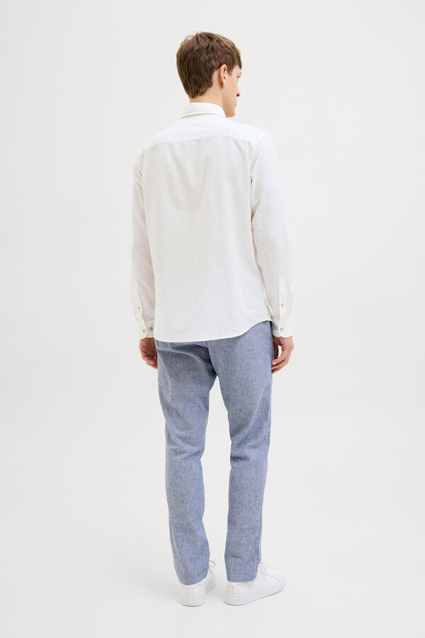 JJ REBEL Linen regular fit shirt white