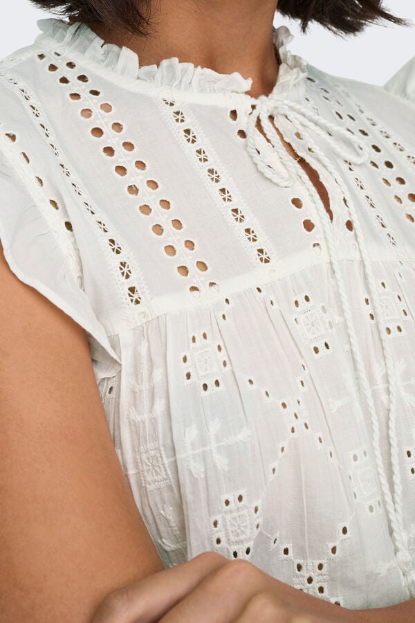 Only Blusa manga corta volantes blanco