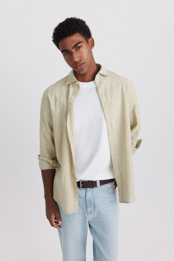 Springfield Linen-look shirt printed