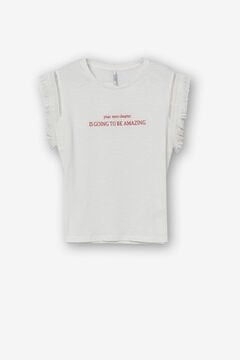 Springfield Camiseta Flamé con Texto Bordado blanco