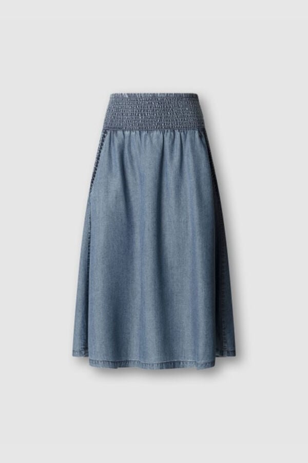 Pepe Jeans Falda midi bordado y bolsillo lateral azul