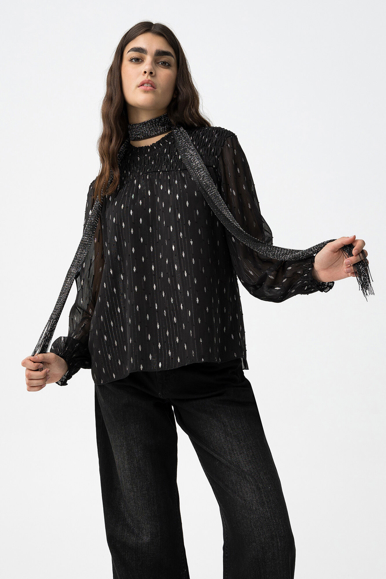 Tiffosi Blusa Semitransparente Drapead