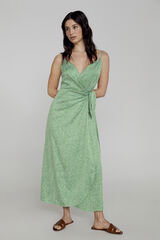 Springfield Vestido midi cruzado verde