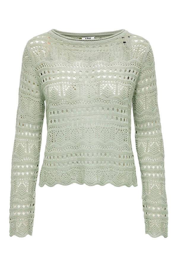 JDY Openwork round neck neck sweater grey