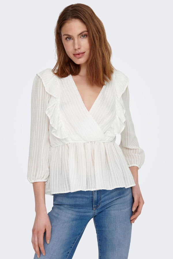 Springfield Blouse with v-neck and 3/4-length sleeves white