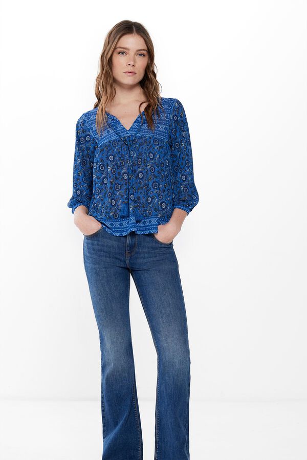 Springfield Mixed blue print blouse mallow