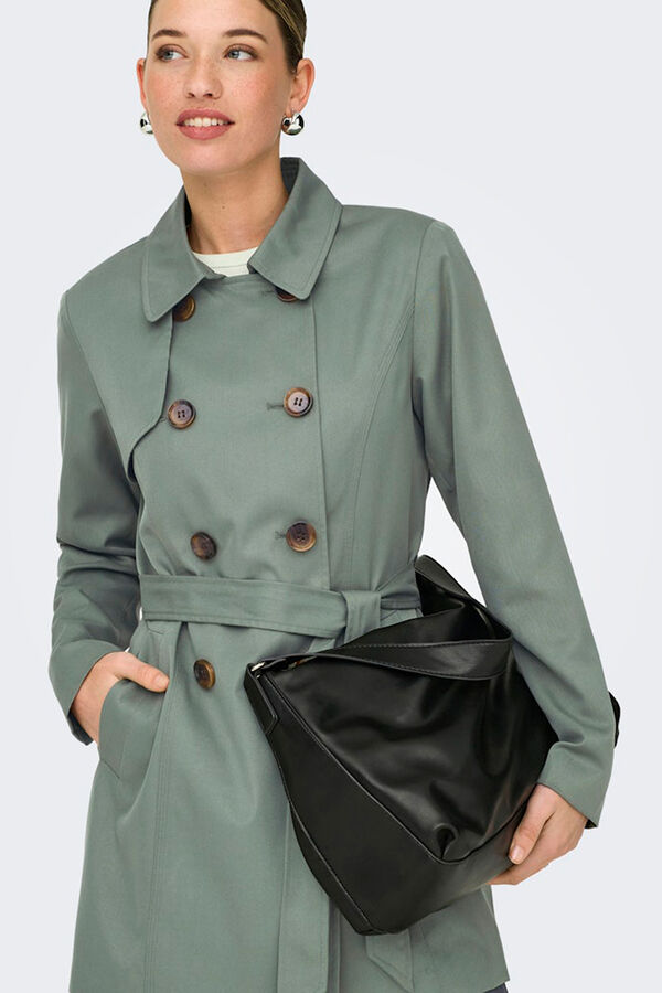 Only Belted midi trench coat printed