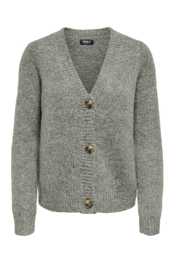 Only C&aacute;rdigan con botones kaki