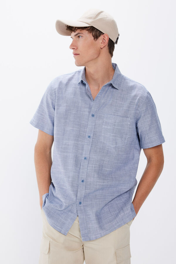 Springfield Short-sleeved two-tone shirt blue