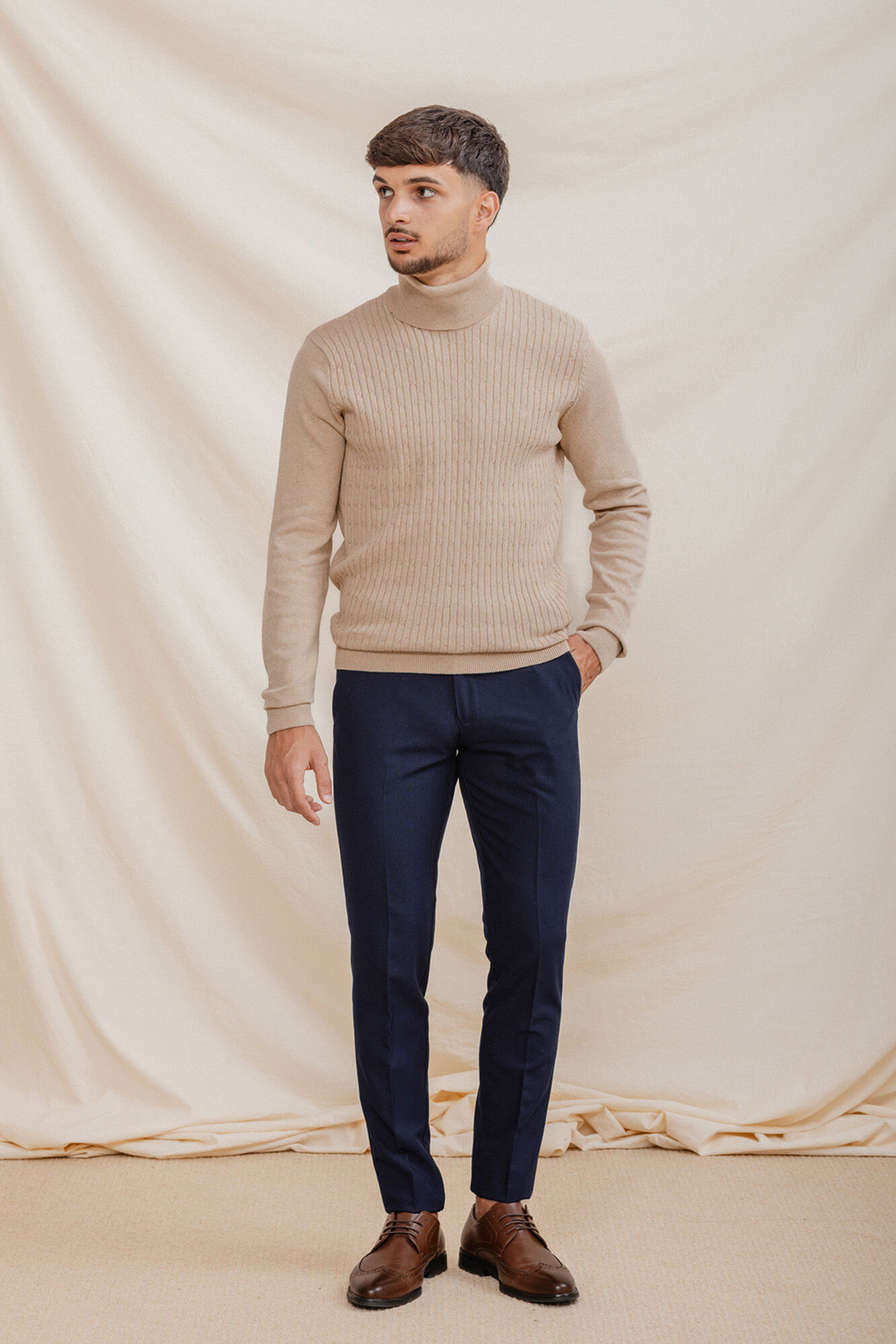 Celopman Jersey Nudos Cuello Vuelto