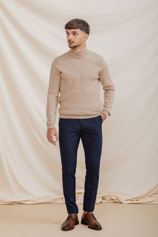 Celopman Jersey Nudos Cuello Vuelto beige