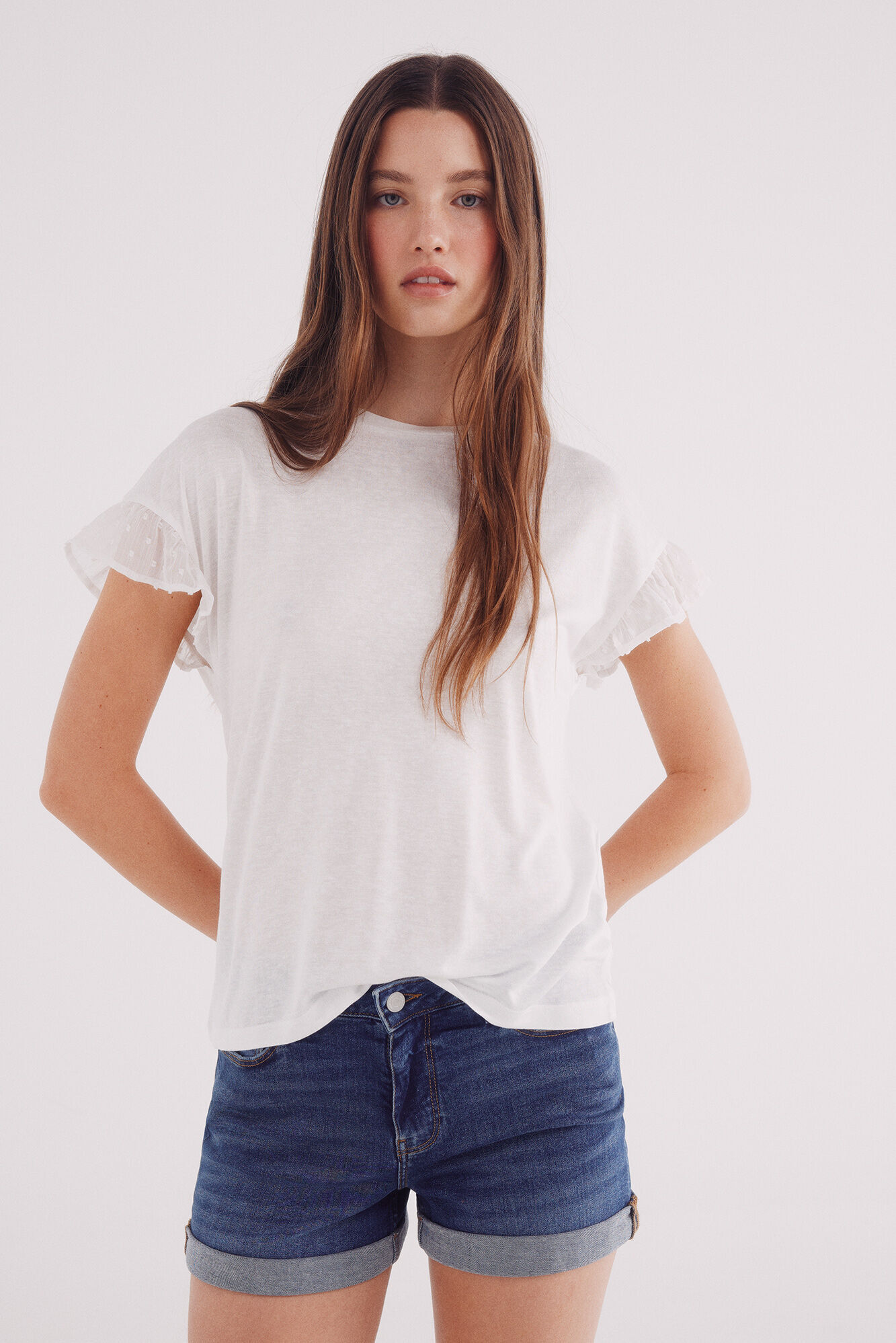 Springfield plumetis ruffle sleeve -shirt