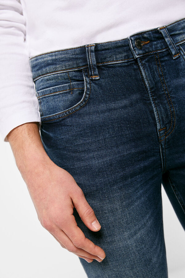 Springfield Dark wash heavily distressed skinny jeans mallow