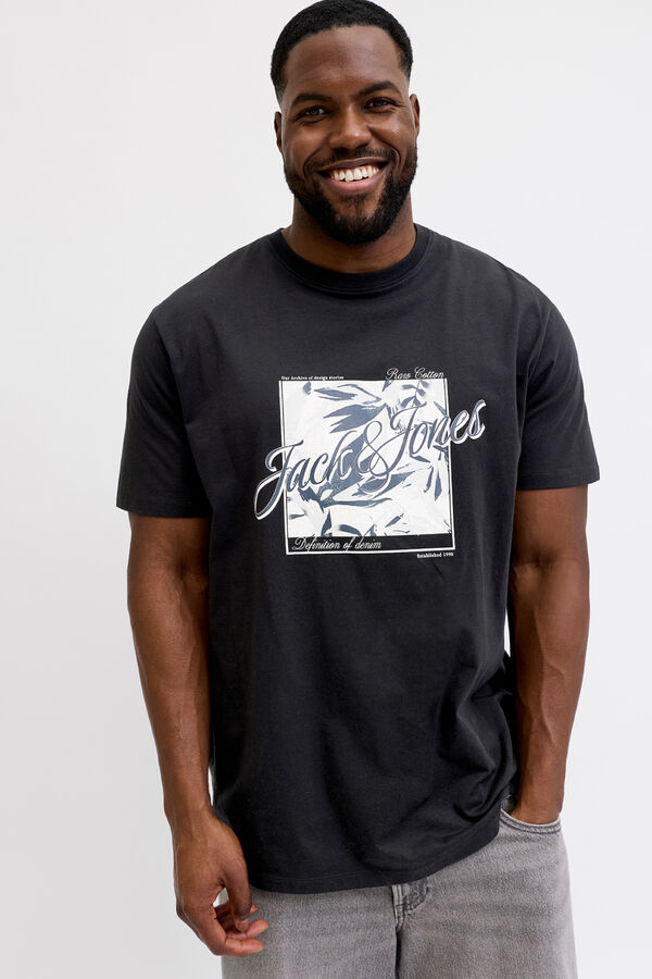 Jack & Jones PLUS Printed cotton T-shirt black