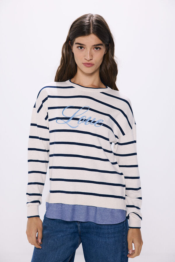 Springfield Pull "Love" en mélange de coton bleu