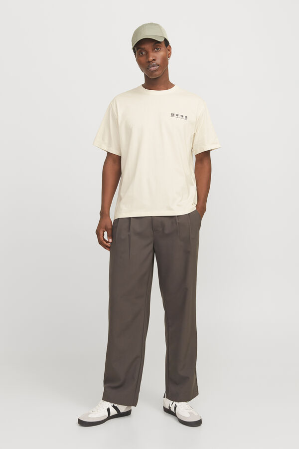 Jack & Jones Camiseta loose fit manga corta marfil