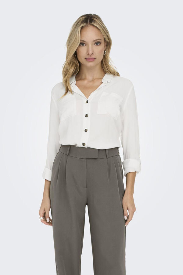 Only Camisa fluida com bolsos frontais branco