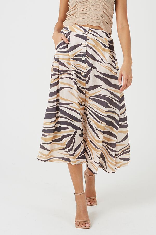 Brave Soul Printed long skirt brown