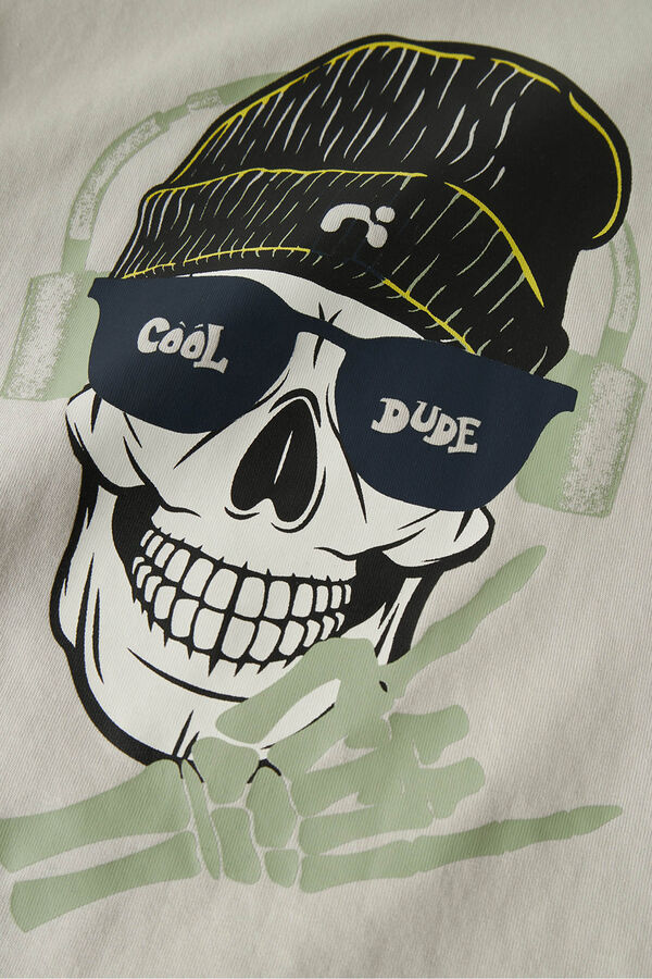 Name It Camiseta de calavera beige