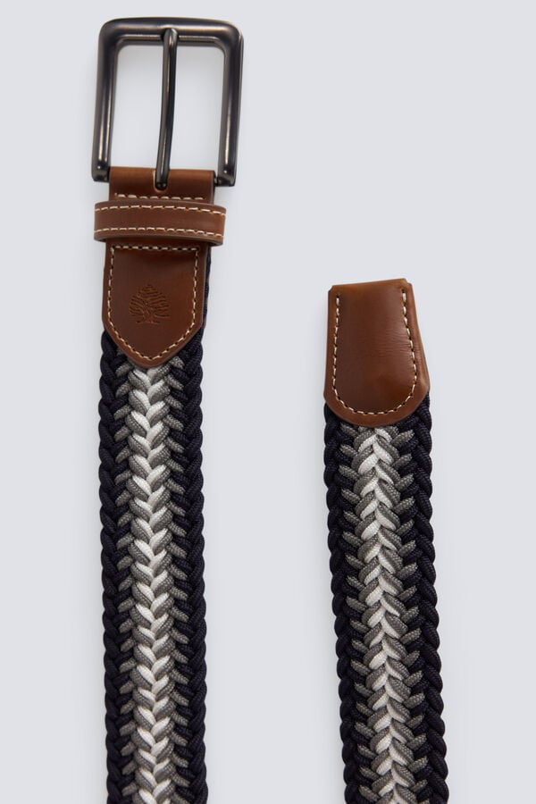 Springfield Striped braided belt blue