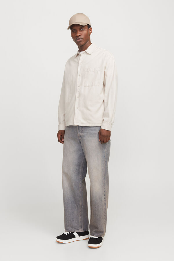 Jack & Jones Sobrecamisa de sarga corte ancho gris