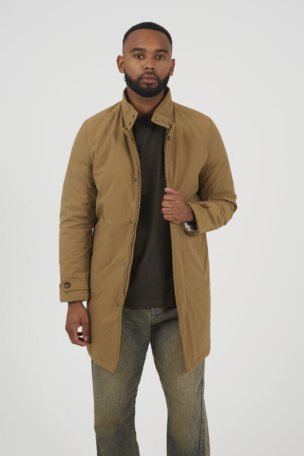 Brave Soul Parka longa com fecho de fecho-&eacute;clair cinzento