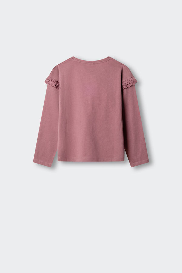 Springfield Kids T-shirt manga comprida com folho menina rosa