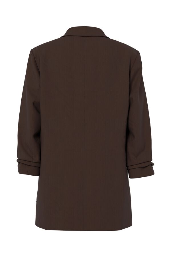 Pieces 3/4 sleeve blazer brown