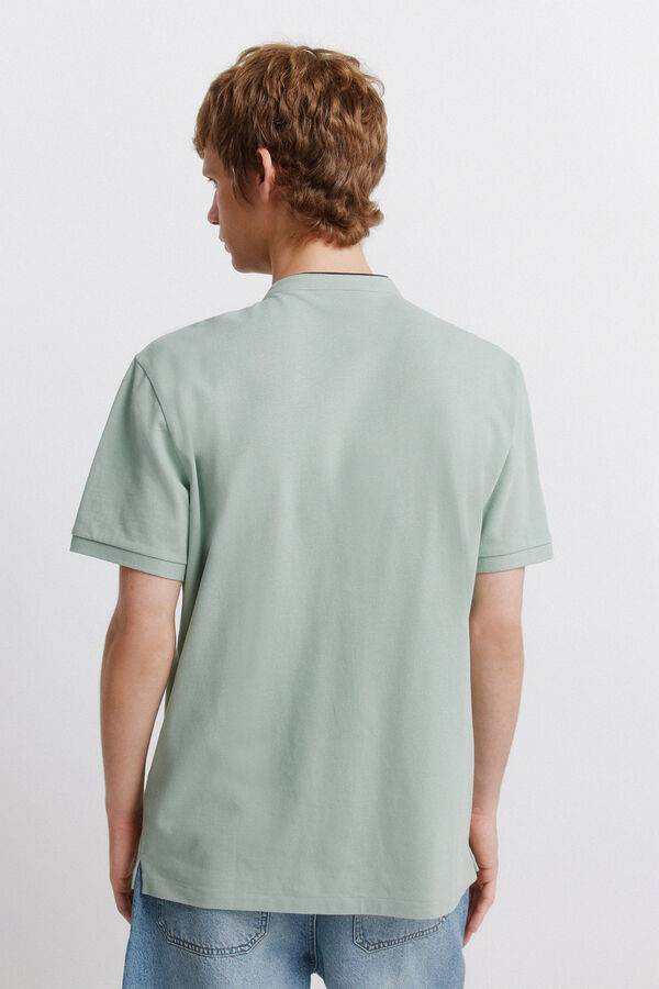 Springfield Piqu&eacute; Henley polo shirt slim fit green